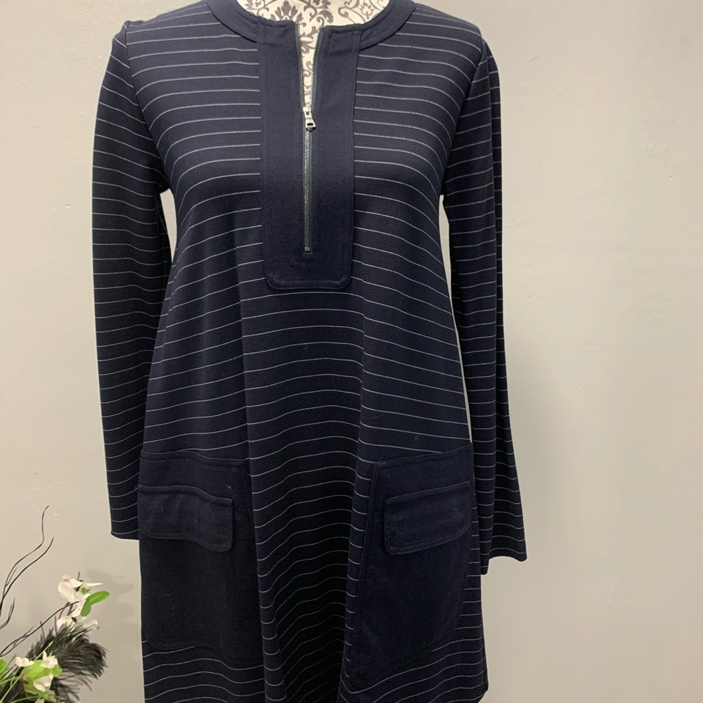 BCBGMAZAZARIA COTTON DRESS FRONT ZIP AND POCKETS